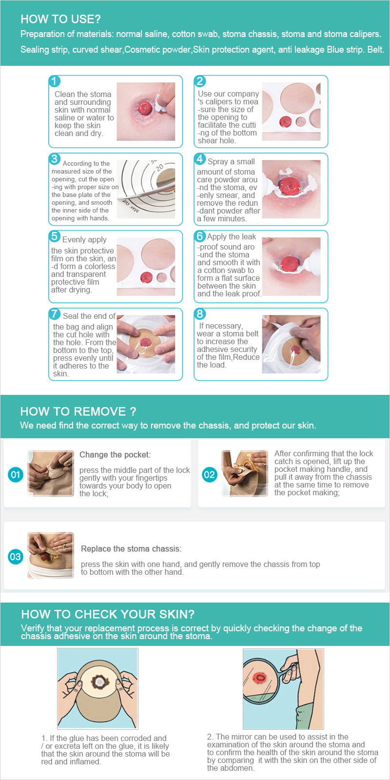 One piece drainable colostomy pouch